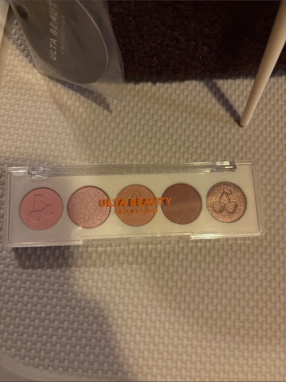 Ulta Beauty Pink and Peach Eyeshadow Palette with bag